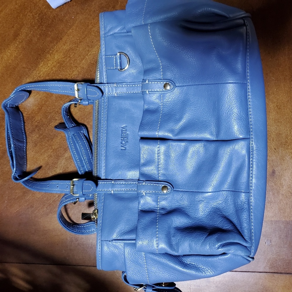 Blue leather purse